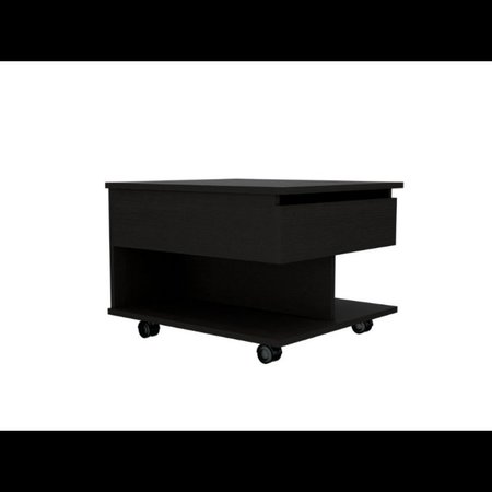 Tuhome Luanda Lift Top Coffee Table, Casters, One Shelf, Black MLW6580